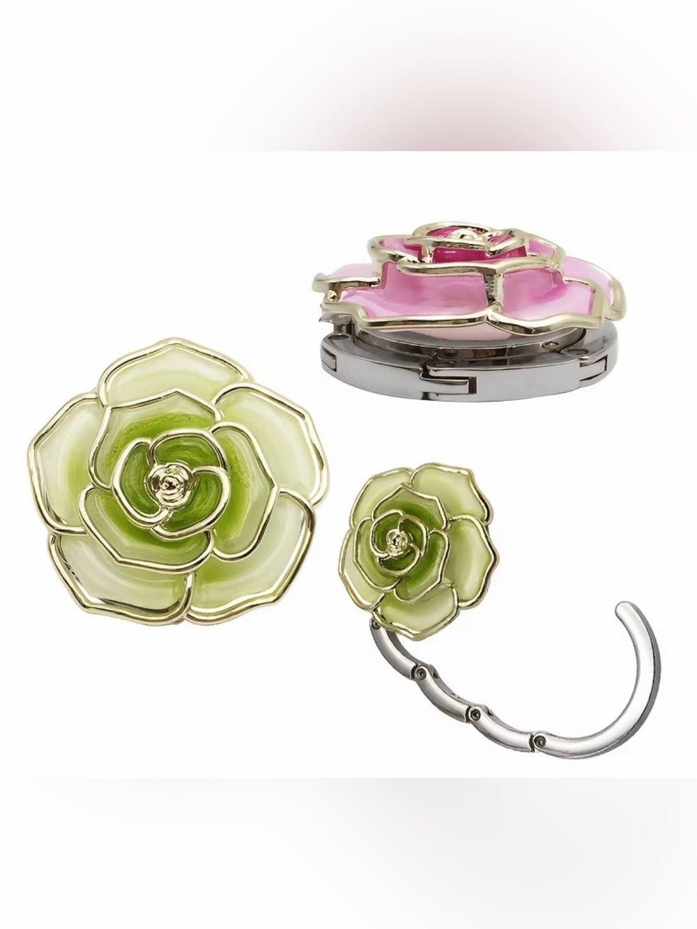 Floral Enamel Handbag Hook & Key Holder